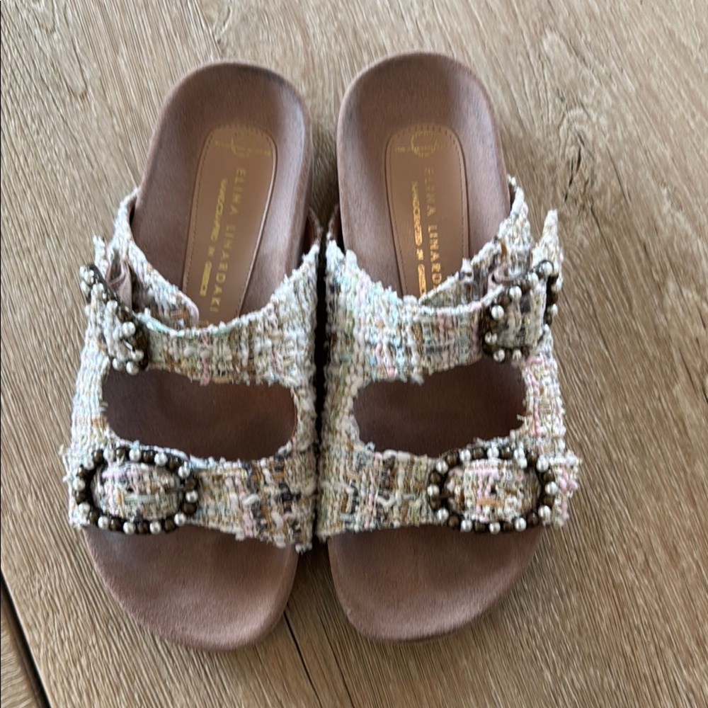 Elegant Tweed Slide Sandals